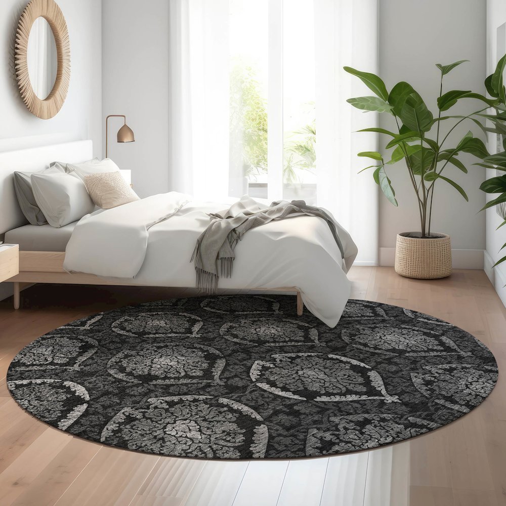 Premium Machine Washable Mayfield AMF809 Gray 8' x 8' Round Rug. Picture 5