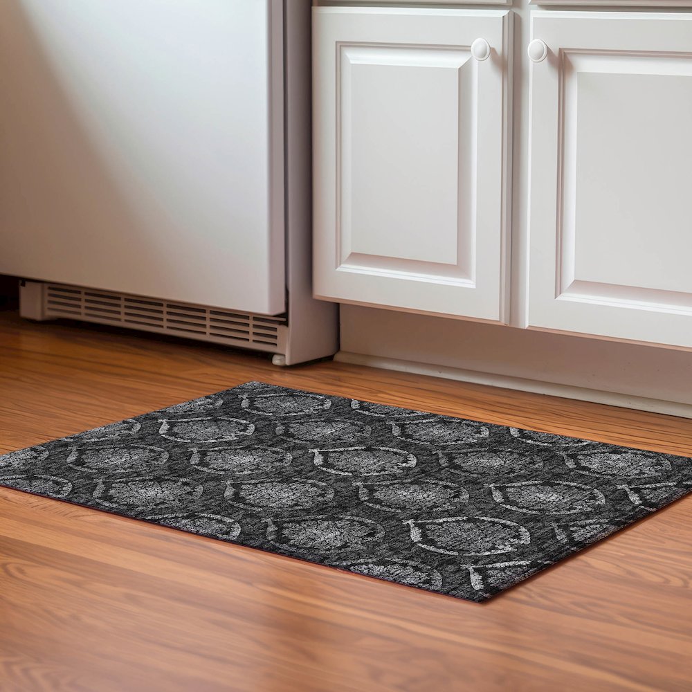 Premium Machine Washable Mayfield AMF809 Gray 1'8" x 2'6" Rug. Picture 5