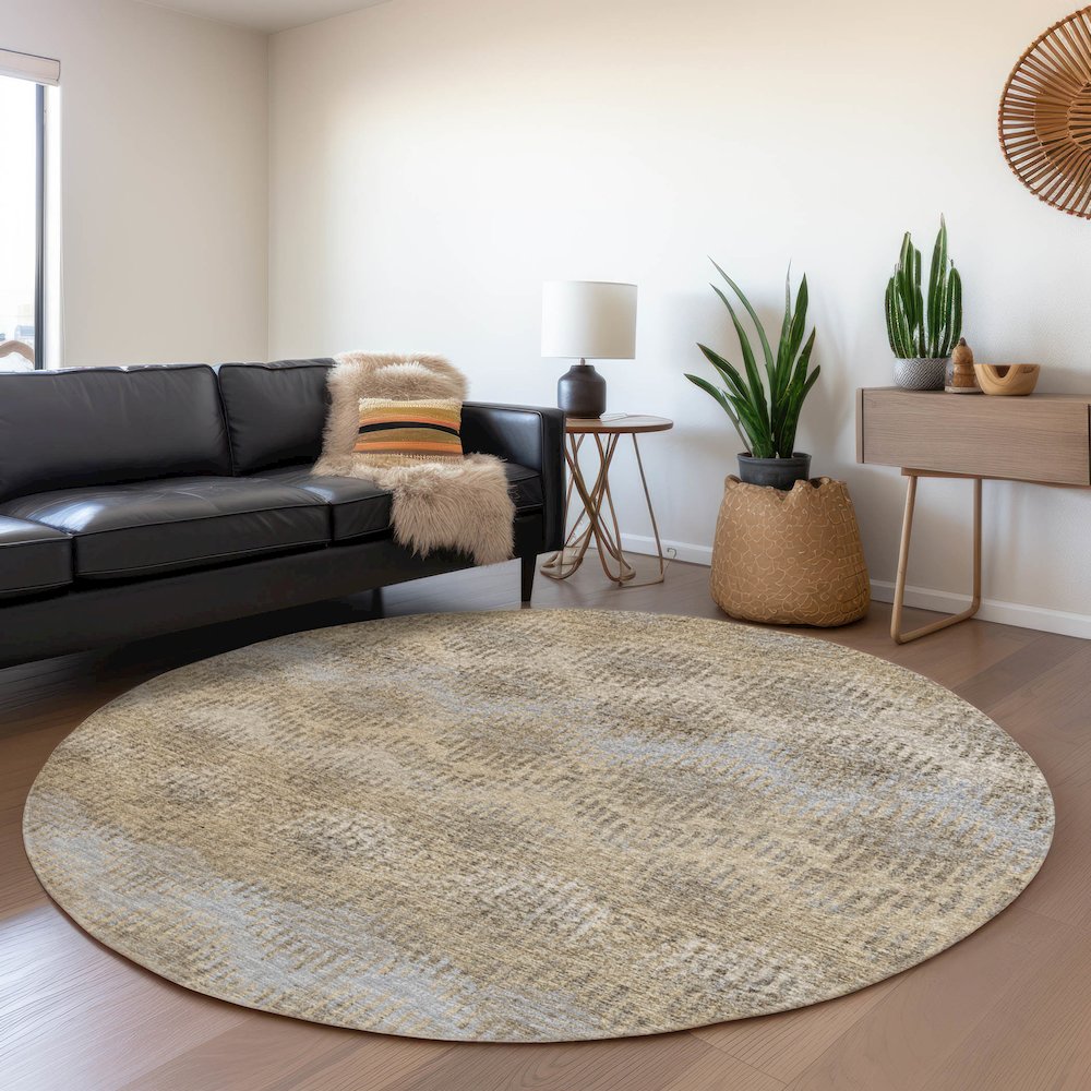 Premium Machine Washable Mayfield  Earth 8' x 8' Round Rug. Picture 5