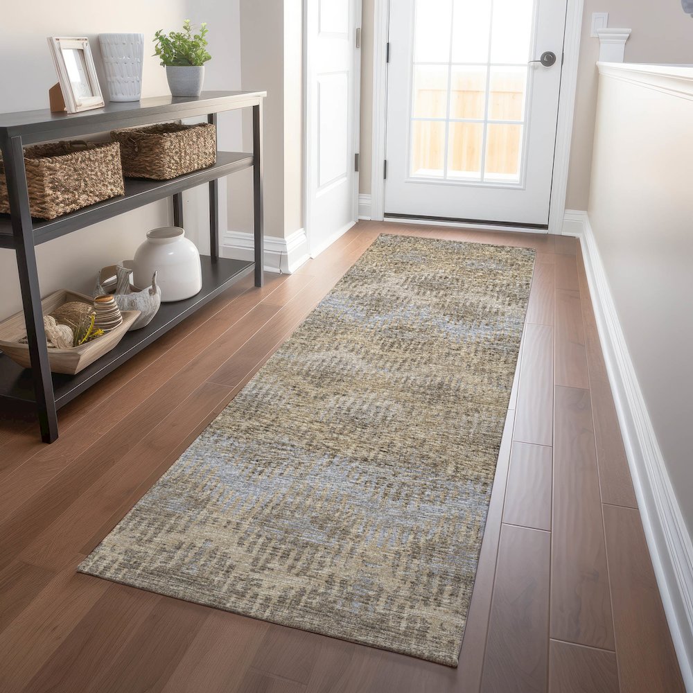 Premium Machine Washable Mayfield  Earth 2'3" x 7'6" Runner Rug. Picture 5
