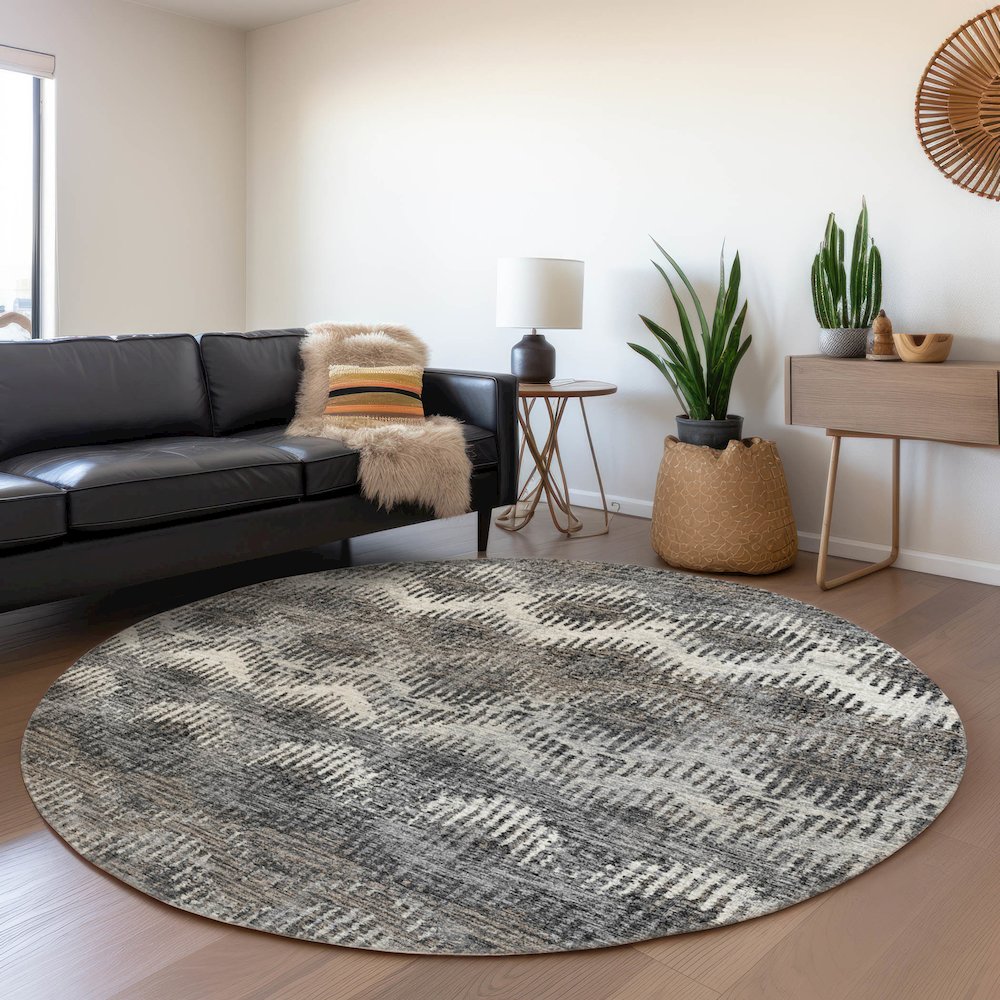 Premium Machine Washable Mayfield  Shadow 8' x 8' Round Rug. Picture 5