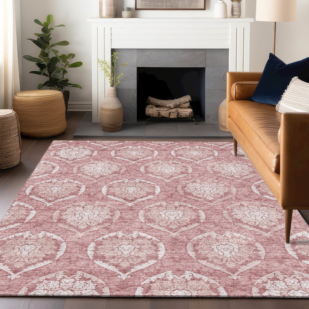 Premium Machine Washable Mayfield AMF810 Pink 2'6" x 3'10" Rug. Picture 6