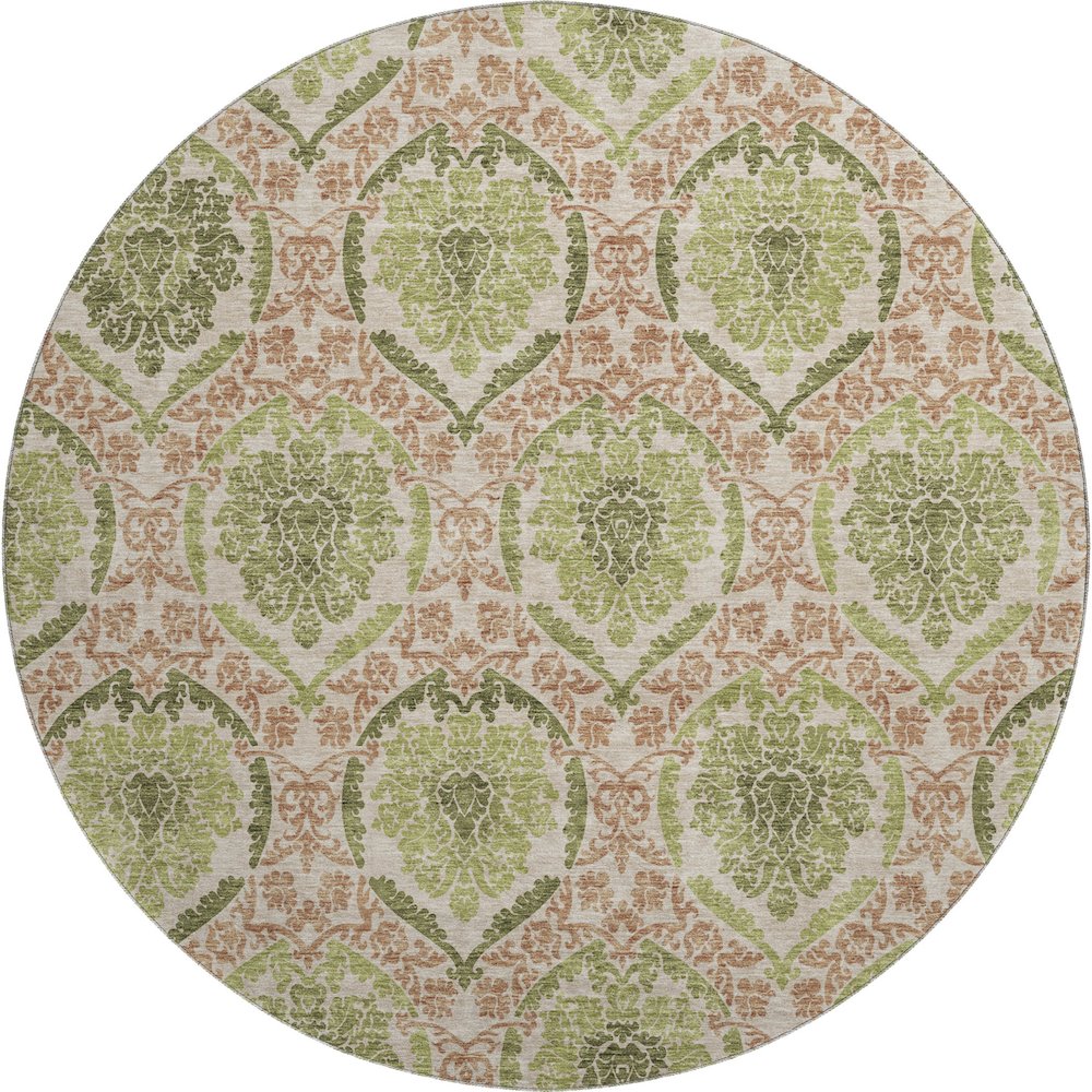 Premium Machine Washable Mayfield AMF811 Olive 8' x 8' Round Rug. Picture 1