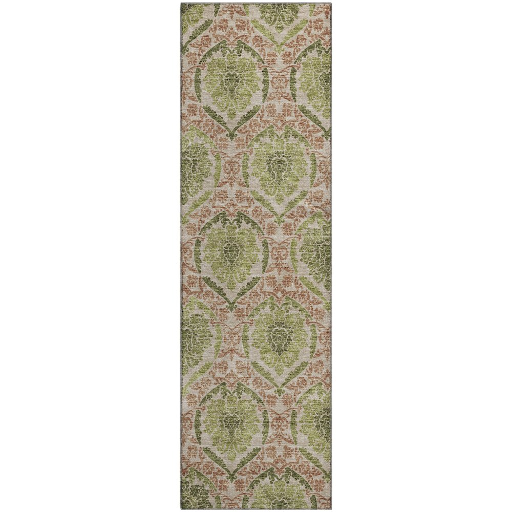 Premium Machine Washable Mayfield AMF811 Olive 2'3" x 7'6" Runner Rug. Picture 1