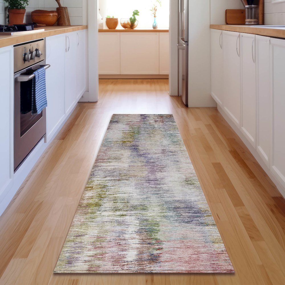 Premium Machine Washable Mayfield AMF813 Plum 2'3" x 7'6" Runner Rug. Picture 5