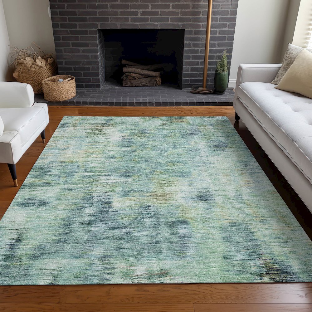 Premium Machine Washable Mayfield AMF813 Teal 2'6" x 3'10" Rug. Picture 5