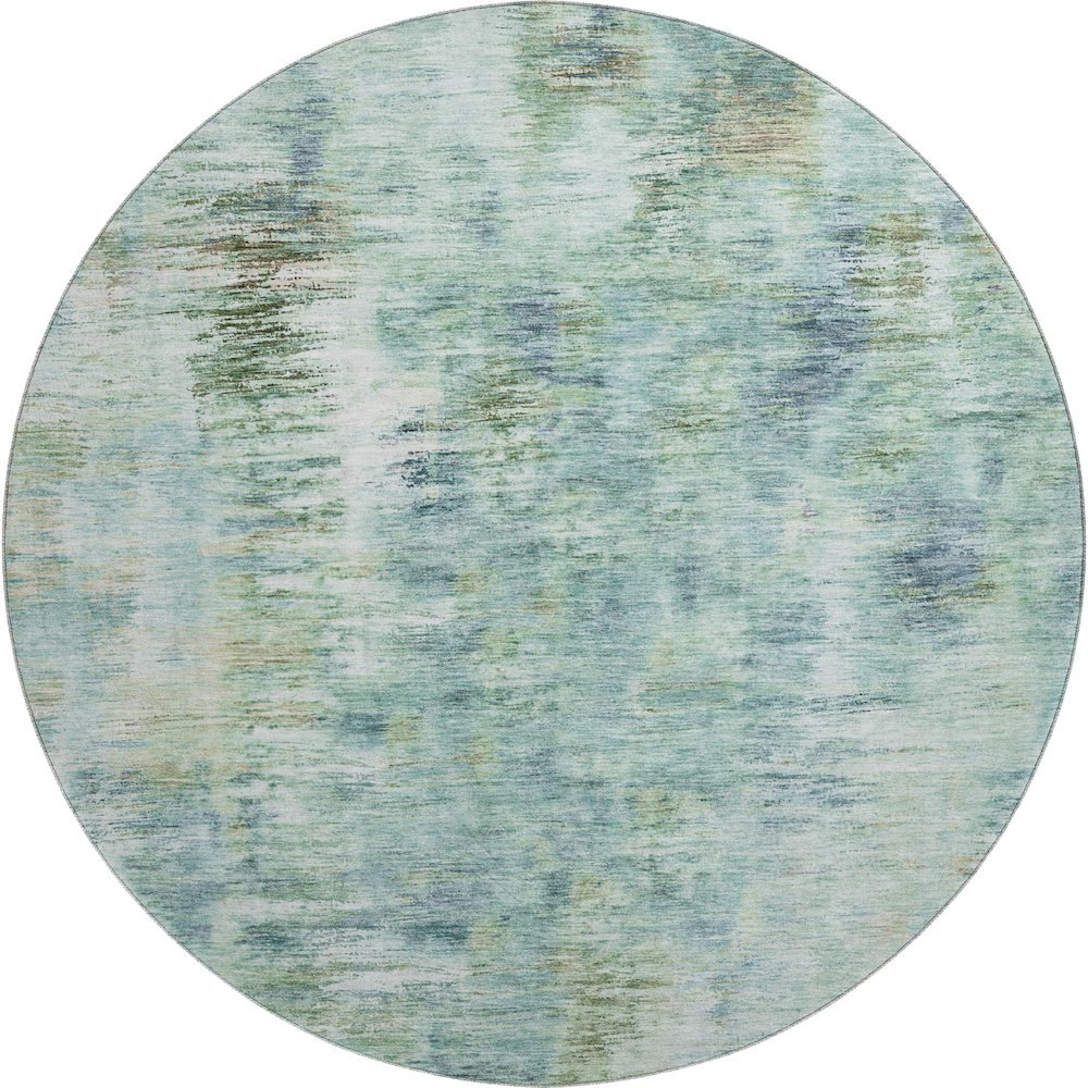 Premium Machine Washable Mayfield AMF813 Teal 8' x 8' Round Rug. Picture 1