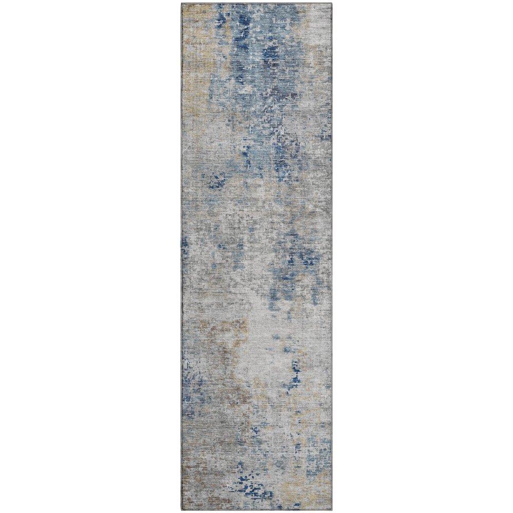 Premium Machine Washable Mayfield AMF814 Blue 2'3" x 7'6" Runner Rug. Picture 1