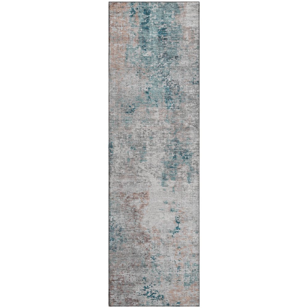 Premium Machine Washable Mayfield AMF814 Teal 2'3" x 7'6" Runner Rug. Picture 1