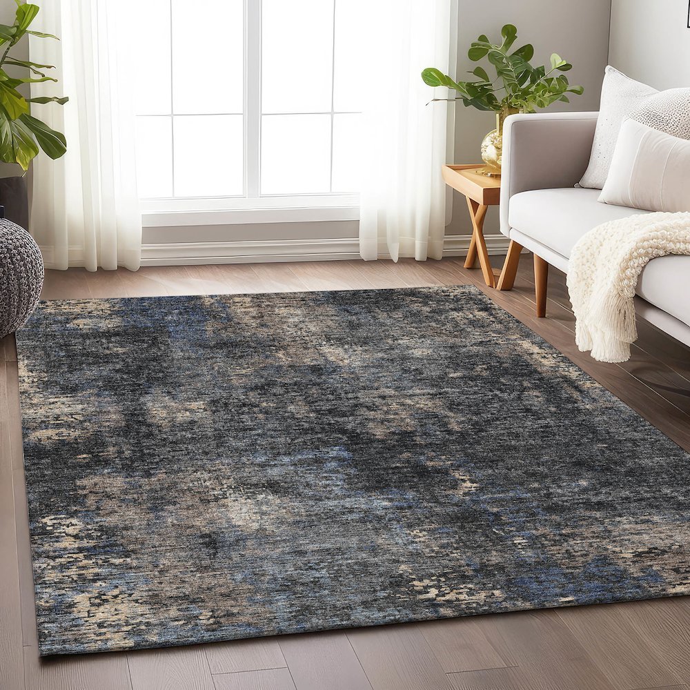 Premium Machine Washable Mayfield AMF815 Charcoal 2'6" x 3'10" Rug. Picture 6