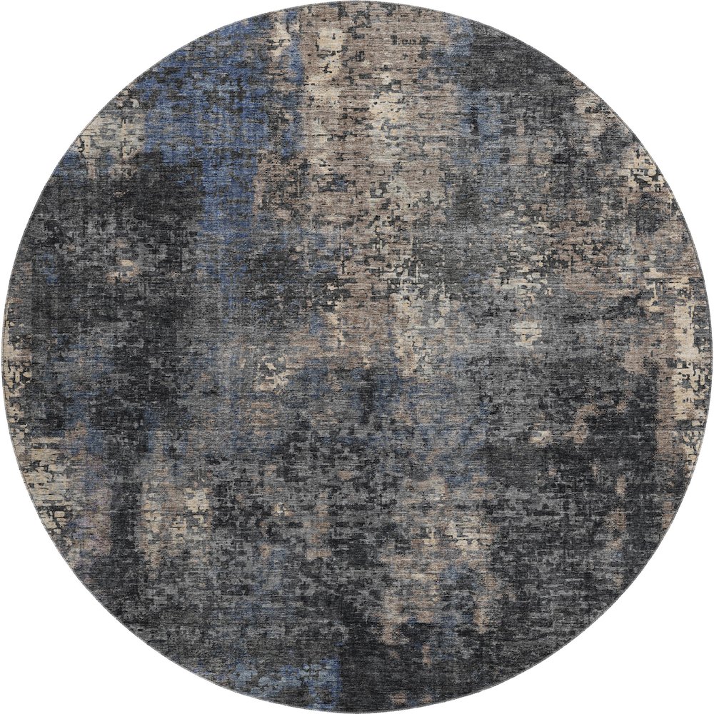 Premium Machine Washable Mayfield AMF815 Charcoal 8' x 8' Round Rug. Picture 1