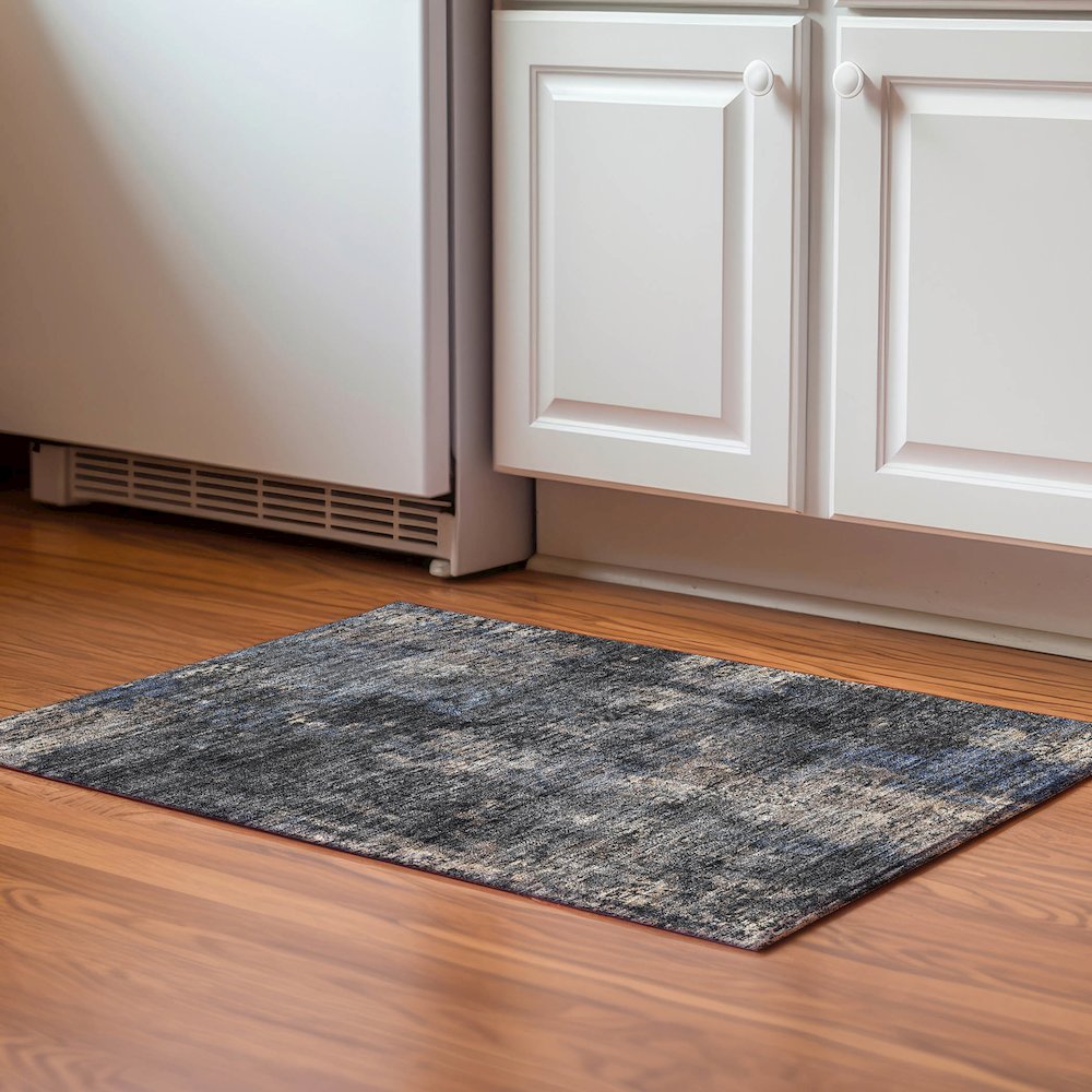 Premium Machine Washable Mayfield AMF815 Charcoal 1'8" x 2'6" Rug. Picture 5