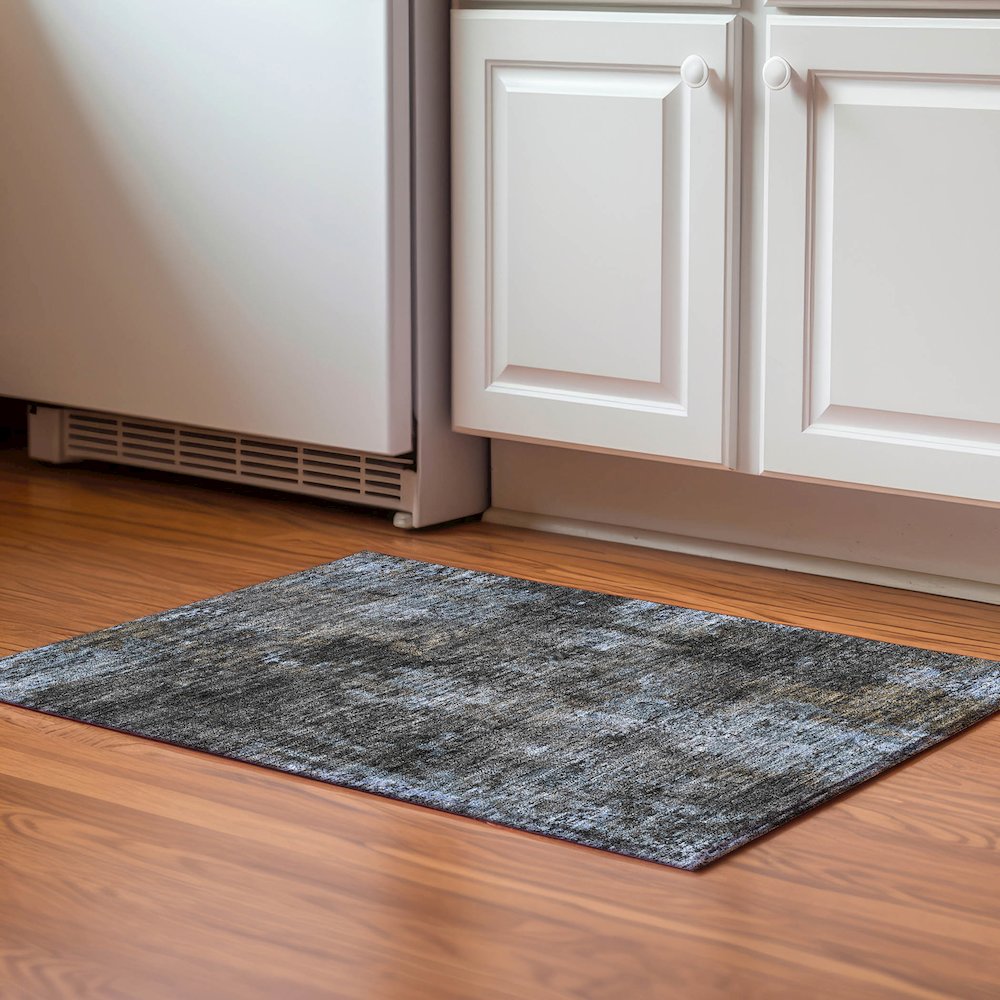 Premium Machine Washable Mayfield AMF815 Graphite 1'8" x 2'6" Rug. Picture 5