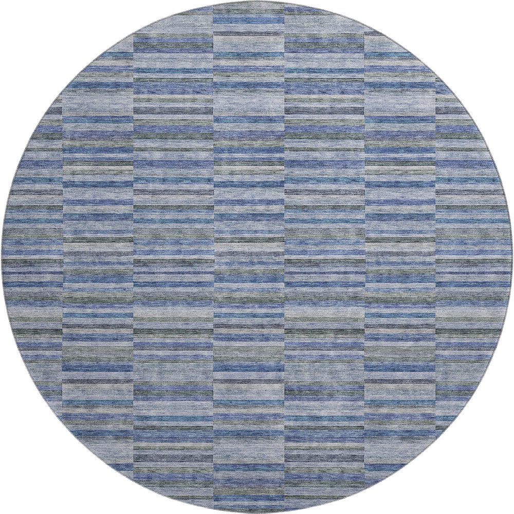 Premium Machine Washable Mayfield AMF816 Navy 8' x 8' Round Rug. Picture 1