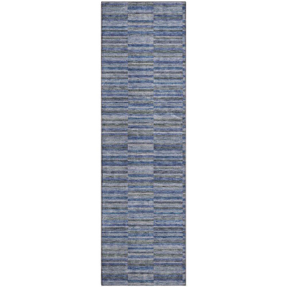 Premium Machine Washable Mayfield AMF816 Navy 2'3" x 7'6" Runner Rug. Picture 1