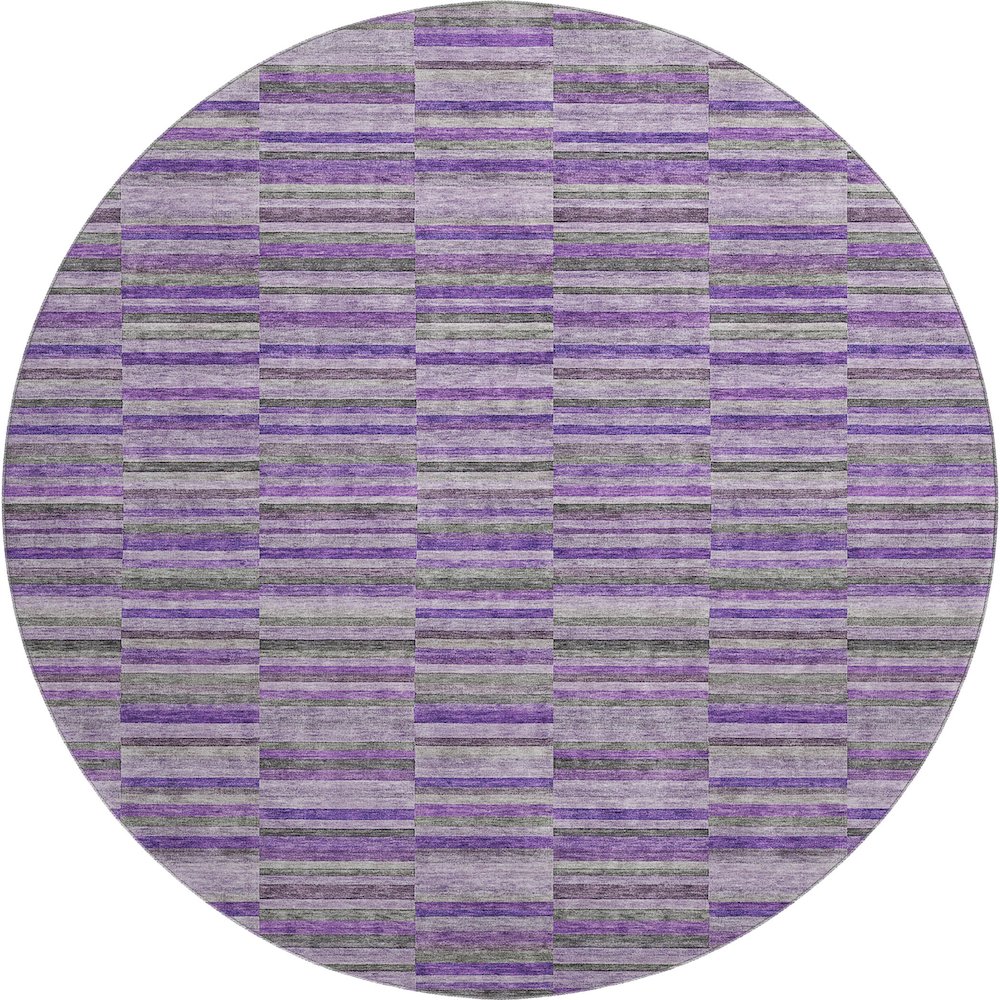 Premium Machine Washable Mayfield AMF816 Purple 8' x 8' Round Rug. Picture 1