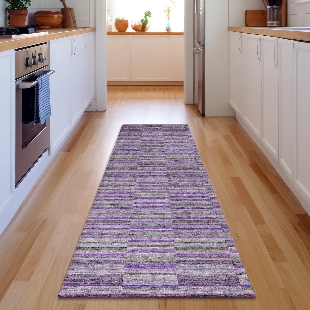 Premium Machine Washable Mayfield AMF816 Purple 2'3" x 7'6" Runner Rug. Picture 5