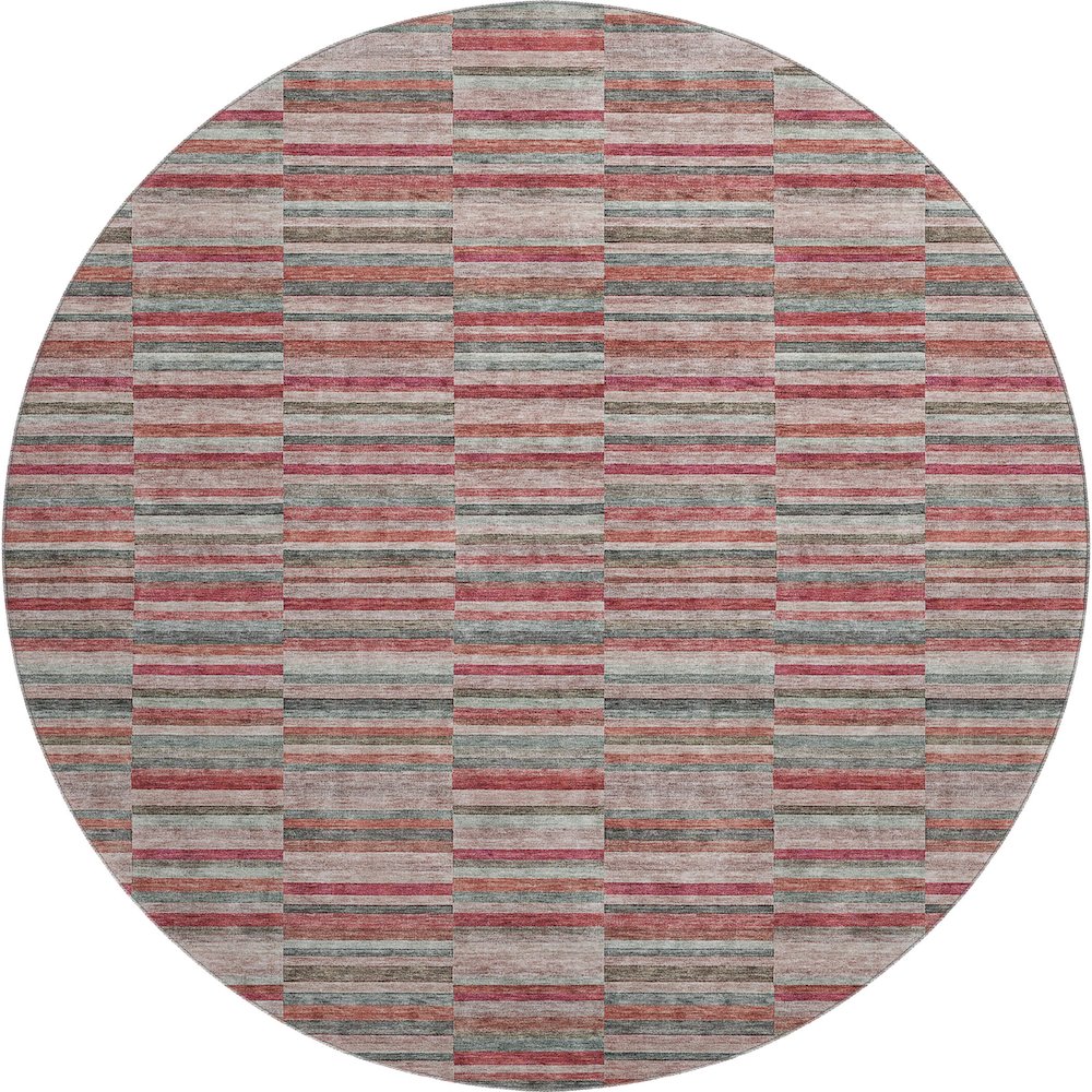 Premium Machine Washable Mayfield AMF816 Red 8' x 8' Round Rug. Picture 1