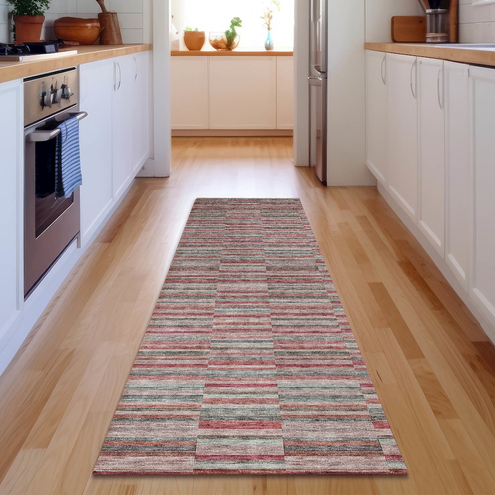 Premium Machine Washable Mayfield AMF816 Red 2'3" x 7'6" Runner Rug. Picture 5