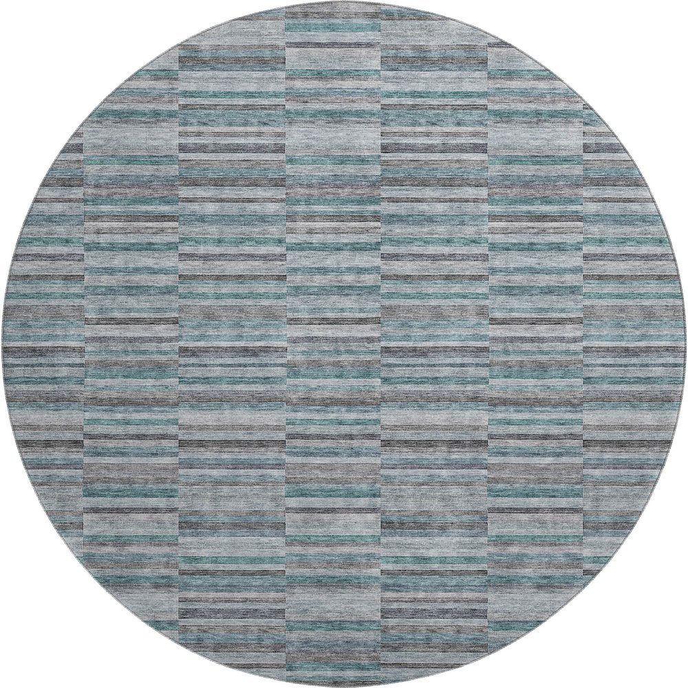 Premium Machine Washable Mayfield AMF816 Teal 8' x 8' Round Rug. Picture 1