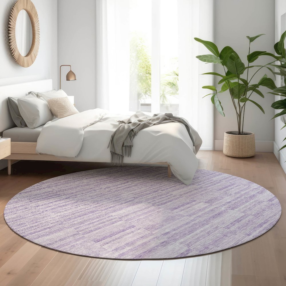 Premium Machine Washable Mayfield AMF817 Plum 8' x 8' Round Rug. Picture 5