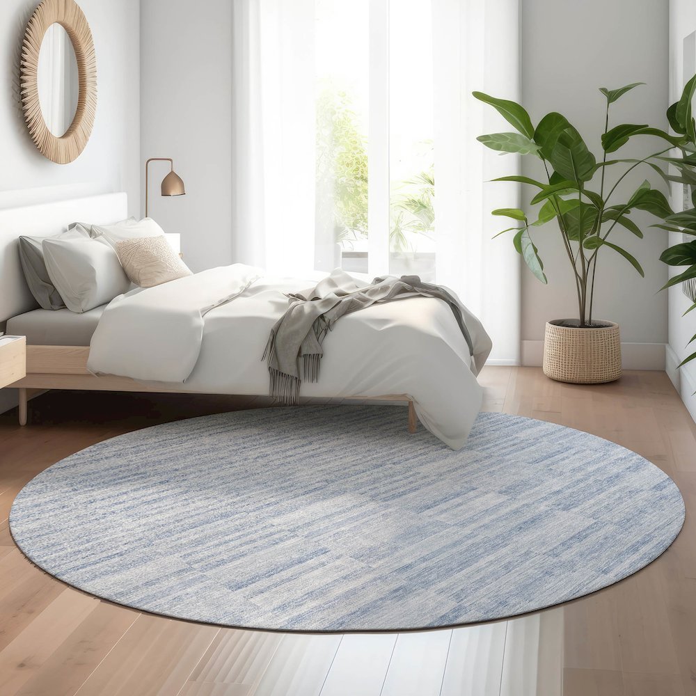 Premium Machine Washable Mayfield AMF817 Sky 8' x 8' Round Rug. Picture 5