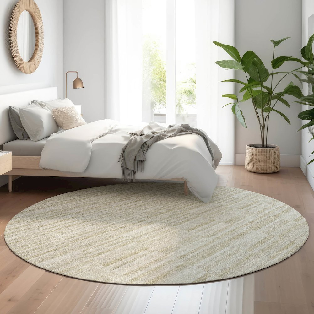 Premium Machine Washable Mayfield AMF817 Taupe 8' x 8' Round Rug. Picture 5