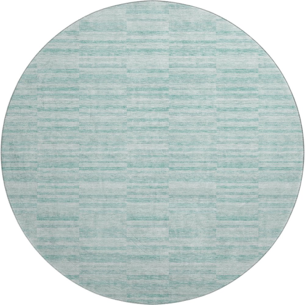 Premium Machine Washable Mayfield AMF817 Turquoise 8' x 8' Round Rug. Picture 1