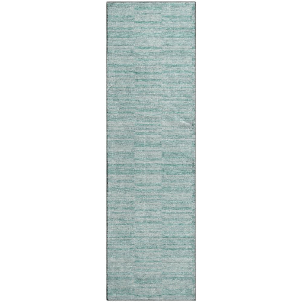 Premium Machine Washable Mayfield AMF817 Turquoise 2'3" x 7'6" Runner Rug. Picture 1
