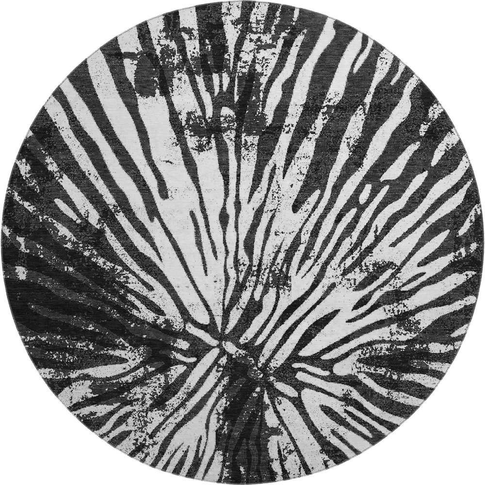 Premium Machine Washable Mayfield AMF818 Black 8' x 8' Round Rug. Picture 1