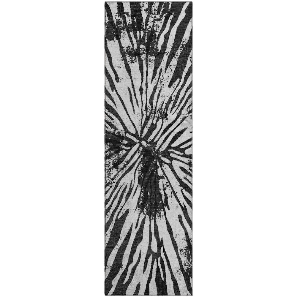 Premium Machine Washable Mayfield AMF818 Black 2'3" x 7'6" Runner Rug. Picture 1