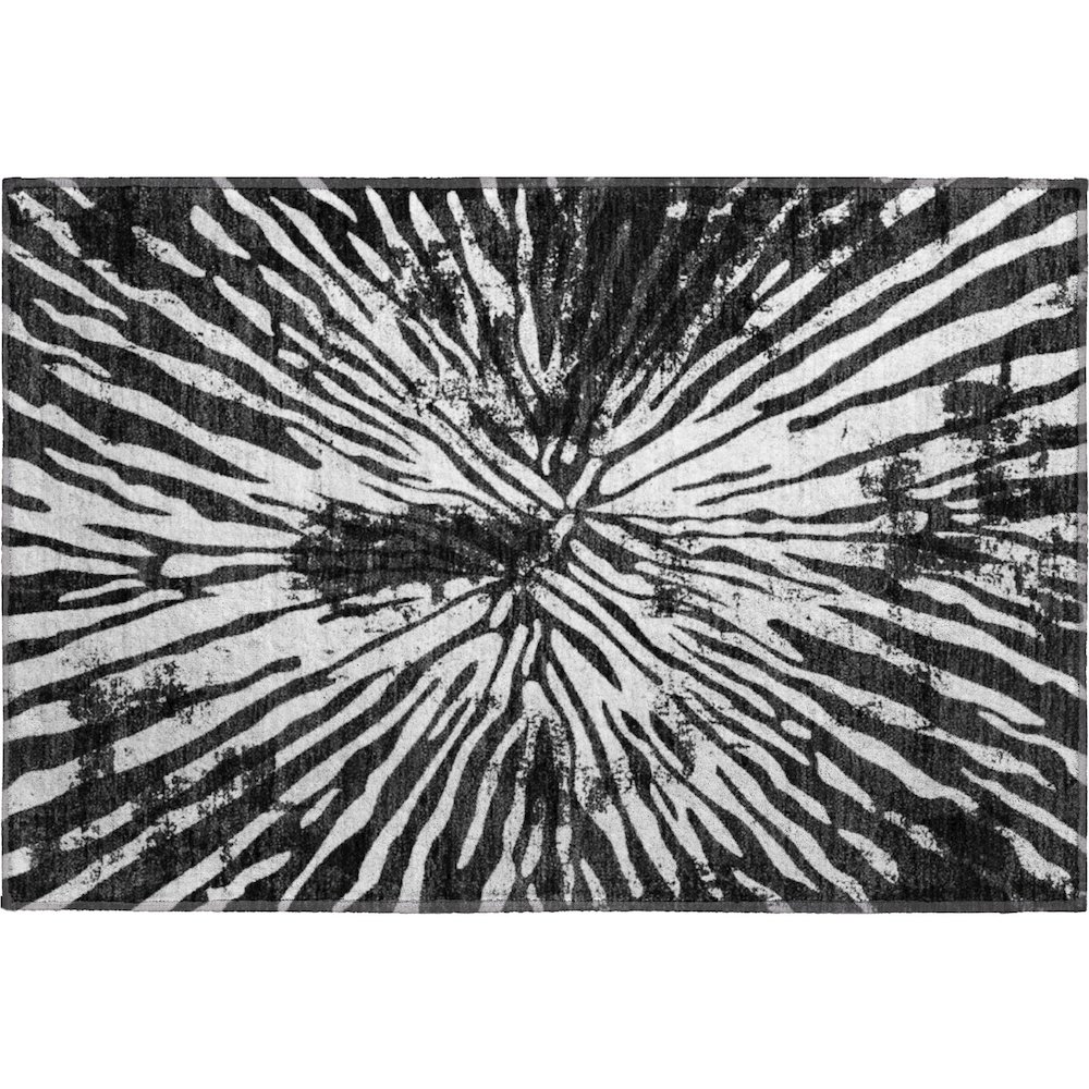 Premium Machine Washable Mayfield AMF818 Black 1'8" x 2'6" Rug. Picture 1