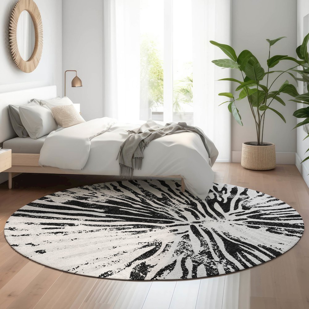 Premium Machine Washable Mayfield AMF818 Ivory 8' x 8' Round Rug. Picture 5