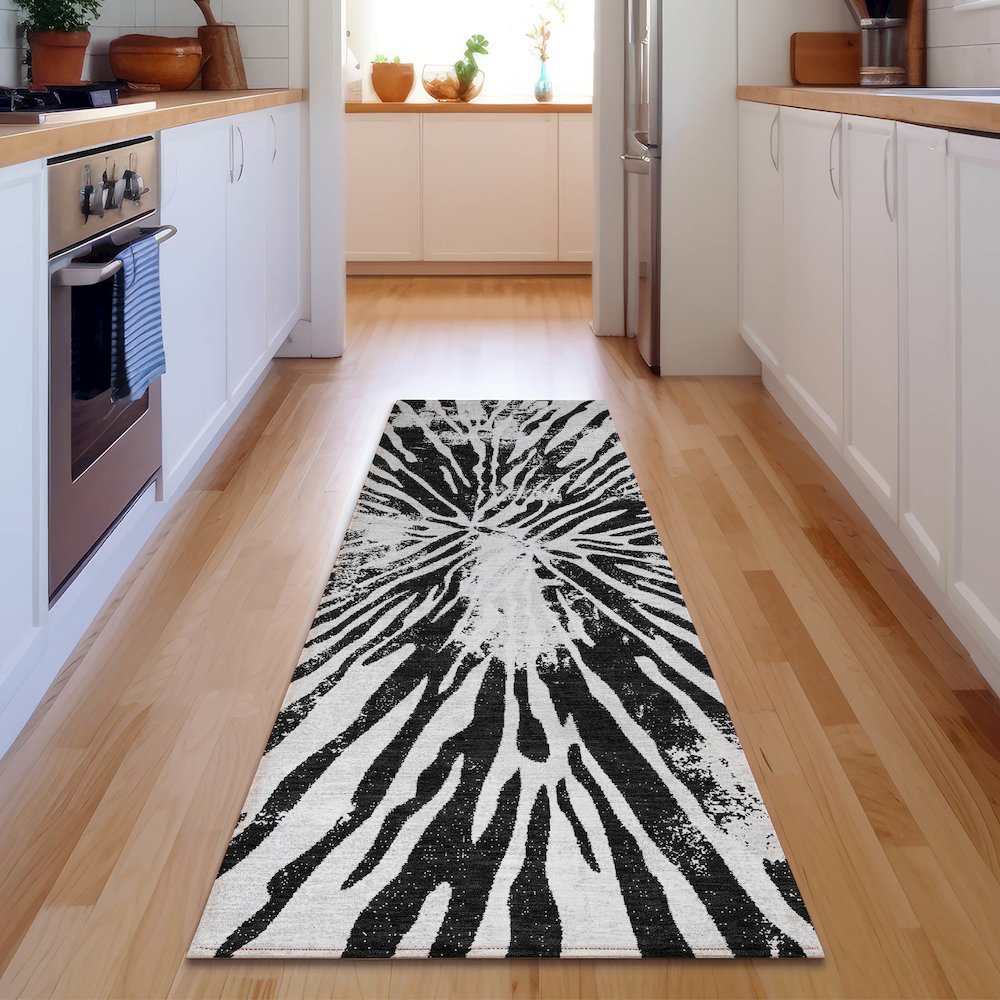 Premium Machine Washable Mayfield AMF818 Ivory 2'3" x 7'6" Runner Rug. Picture 5