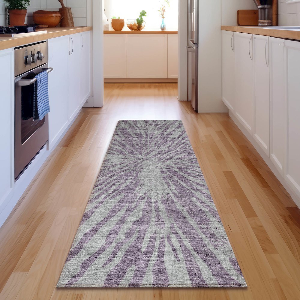 Premium Machine Washable Mayfield AMF818 Purple 2'3" x 7'6" Runner Rug. Picture 5