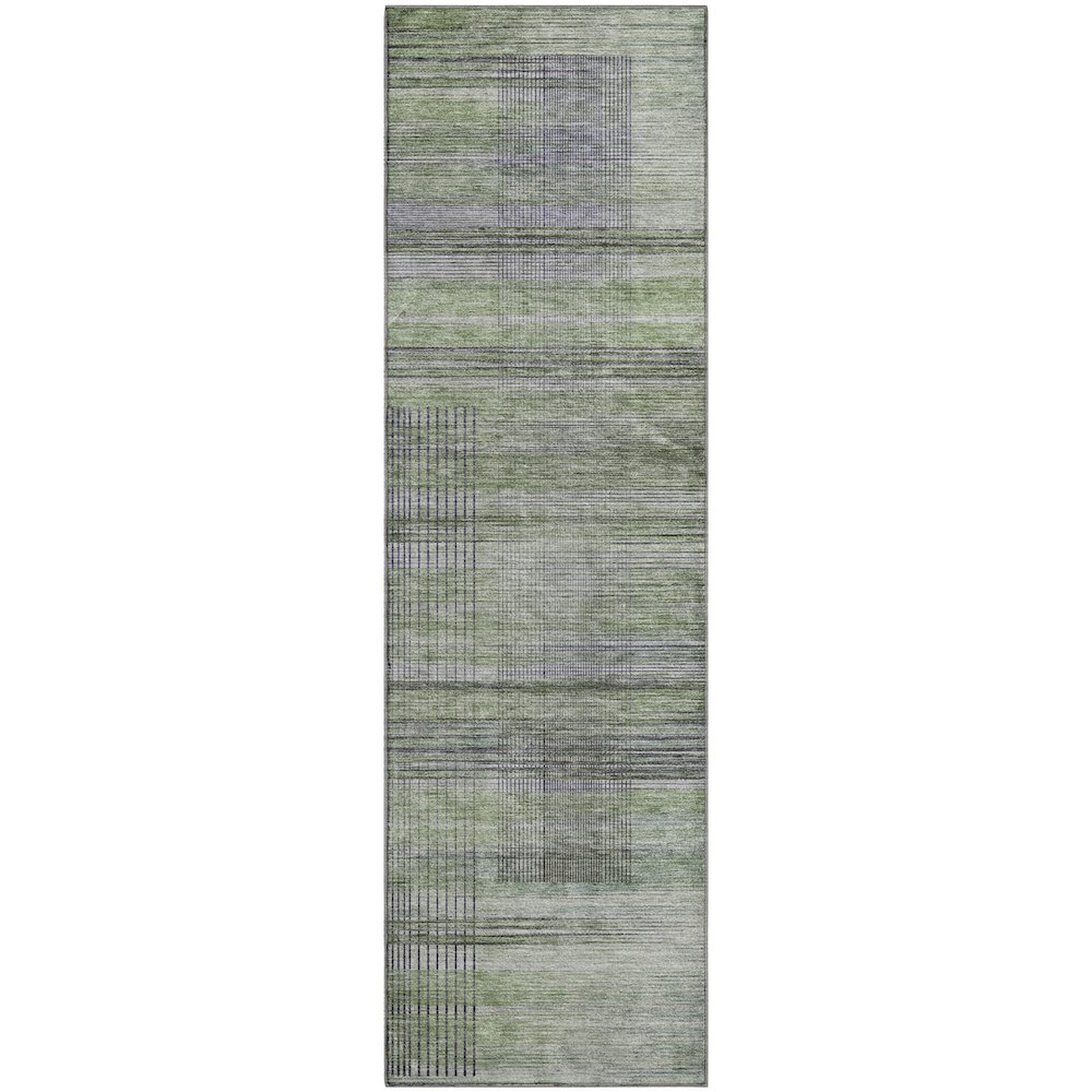 Premium Machine Washable Mayfield AMF819 Aloe 2'3" x 7'6" Runner Rug. Picture 1