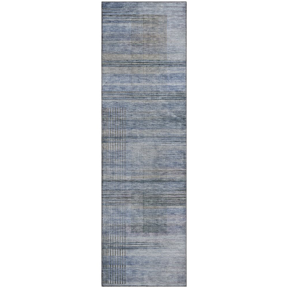 Premium Machine Washable Mayfield AMF819 Blue 2'3" x 7'6" Runner Rug. Picture 1