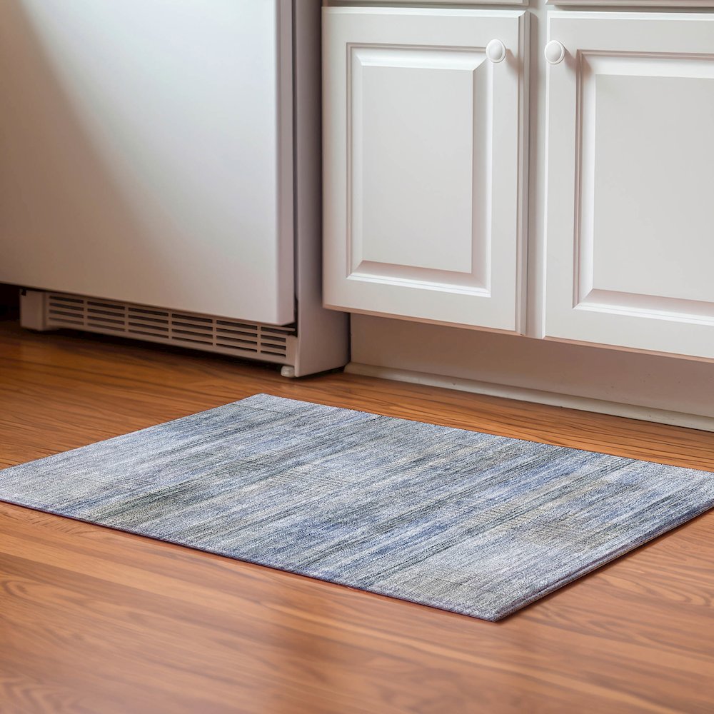 Premium Machine Washable Mayfield AMF819 Blue 1'8" x 2'6" Rug. Picture 5