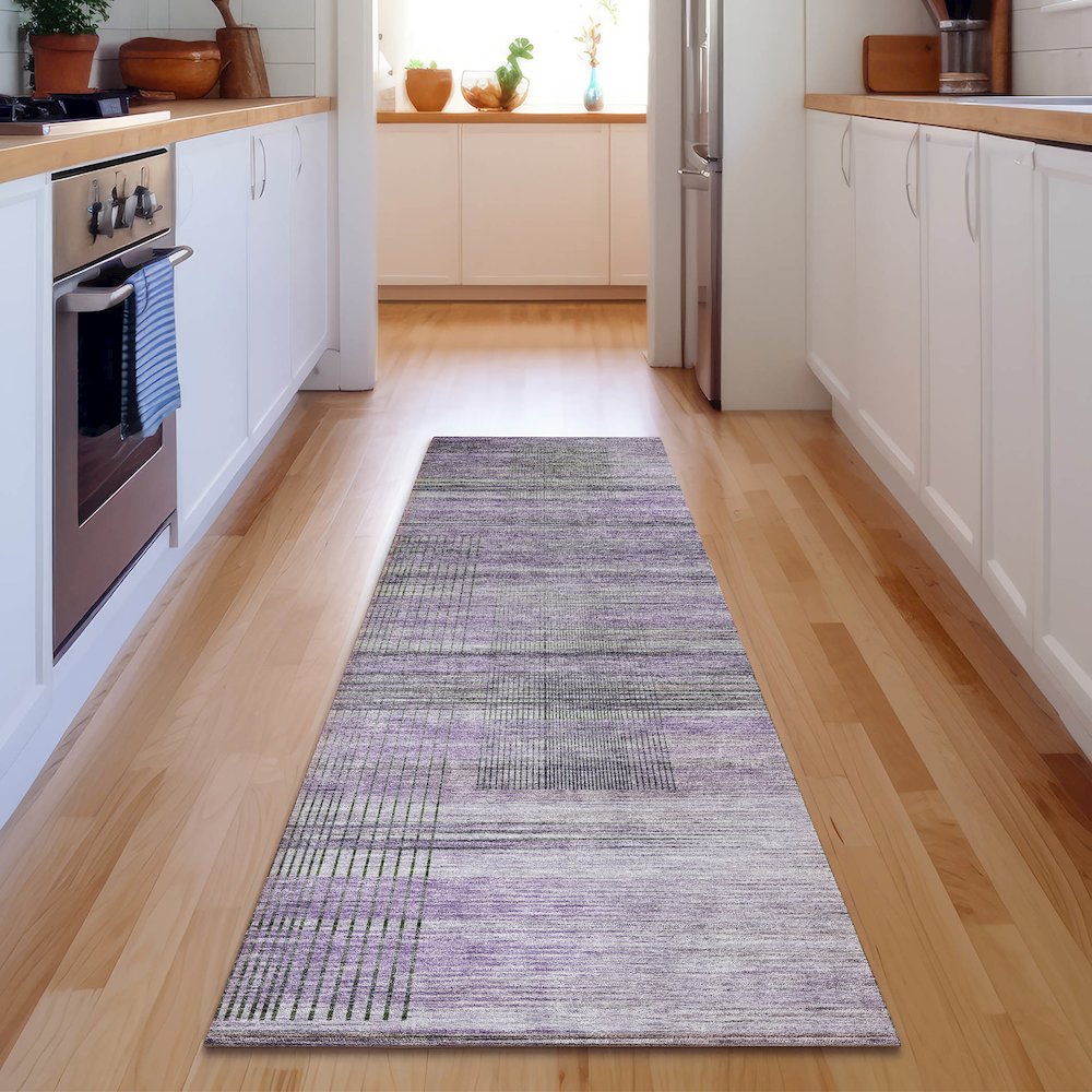 Premium Machine Washable Mayfield AMF819 Purple 2'3" x 7'6" Runner Rug. Picture 5