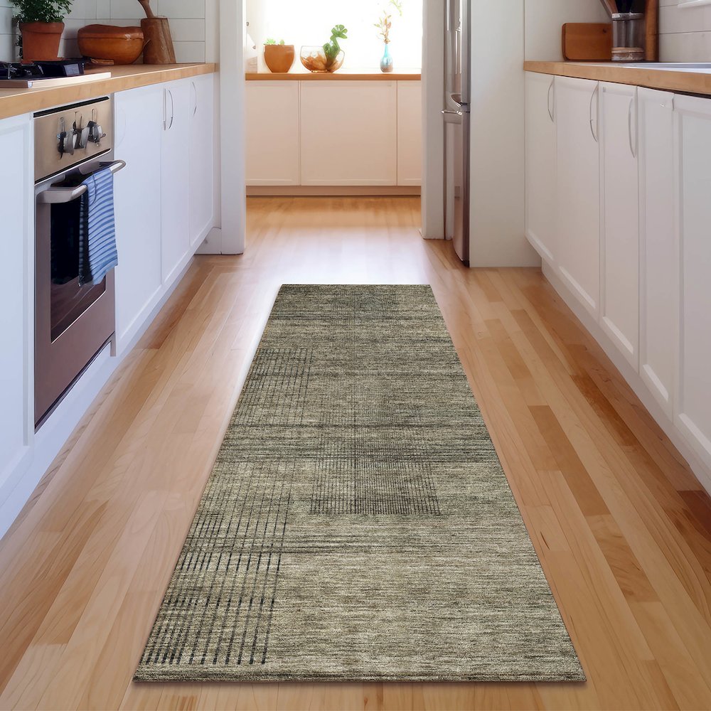 Premium Machine Washable Mayfield AMF820 Brown 2'3" x 7'6" Runner Rug. Picture 5