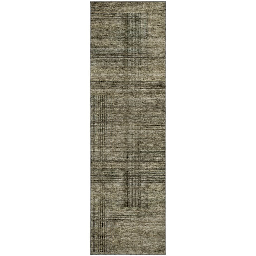Premium Machine Washable Mayfield AMF820 Brown 2'3" x 7'6" Runner Rug. Picture 1