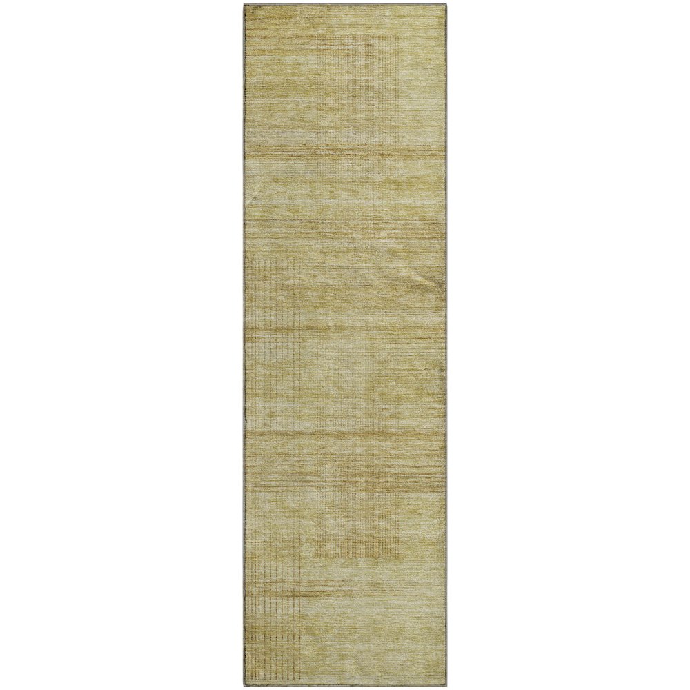 Premium Machine Washable Mayfield AMF820 Gold 2'3" x 7'6" Runner Rug. Picture 1