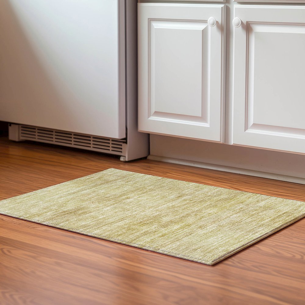 Premium Machine Washable Mayfield AMF820 Gold 1'8" x 2'6" Rug. Picture 5