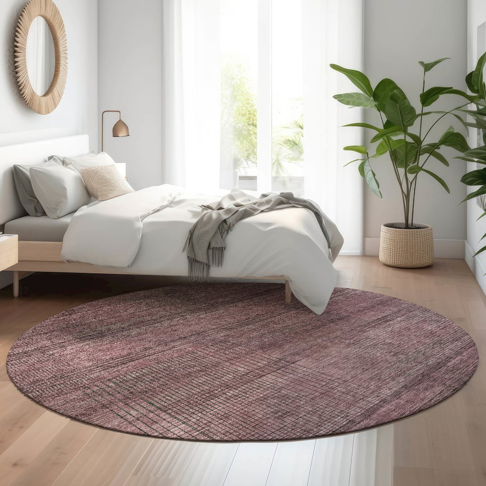 Premium Machine Washable Mayfield AMF820 Merlot 8' x 8' Round Rug. Picture 5