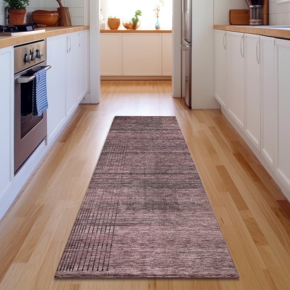 Premium Machine Washable Mayfield AMF820 Merlot 2'3" x 7'6" Runner Rug. Picture 5