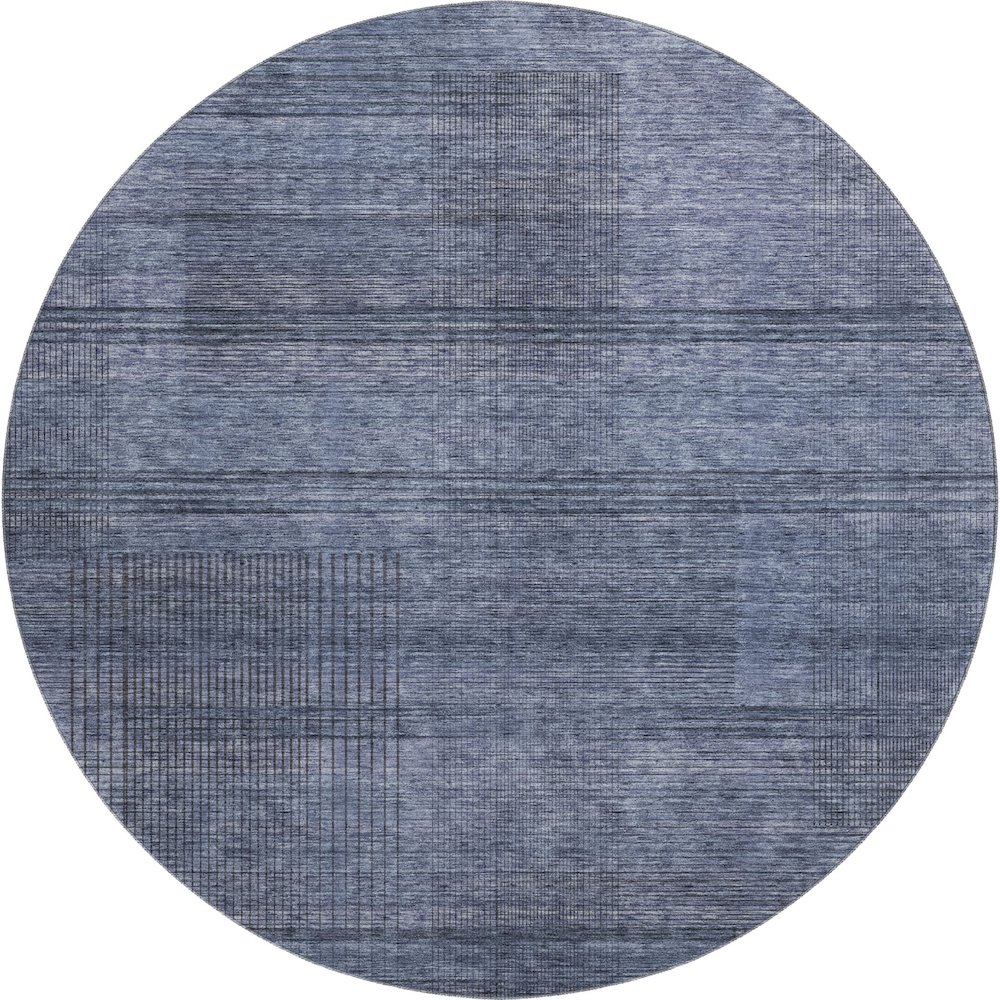 Premium Machine Washable Mayfield AMF820 Navy 8' x 8' Round Rug. Picture 1