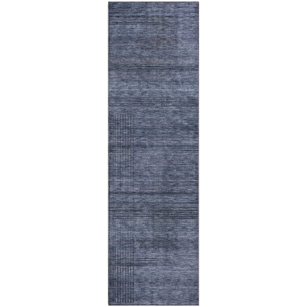 Premium Machine Washable Mayfield AMF820 Navy 2'3" x 7'6" Runner Rug. Picture 1