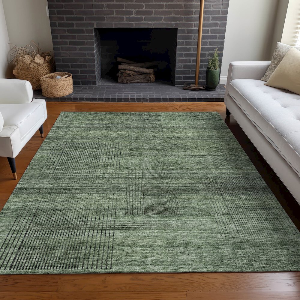 Premium Machine Washable Mayfield AMF820 Olive 2'6" x 3'10" Rug. Picture 5