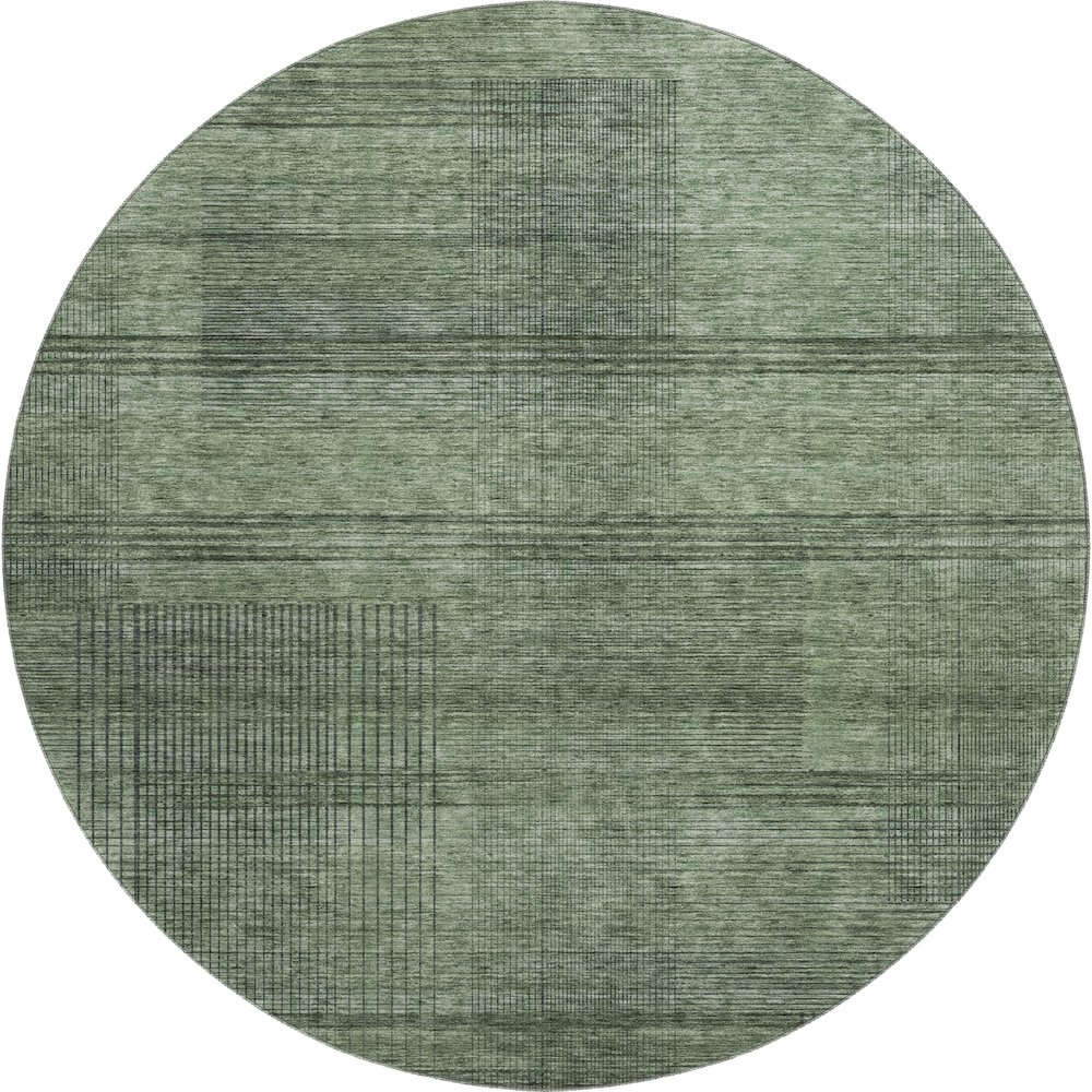 Premium Machine Washable Mayfield AMF820 Olive 8' x 8' Round Rug. Picture 1