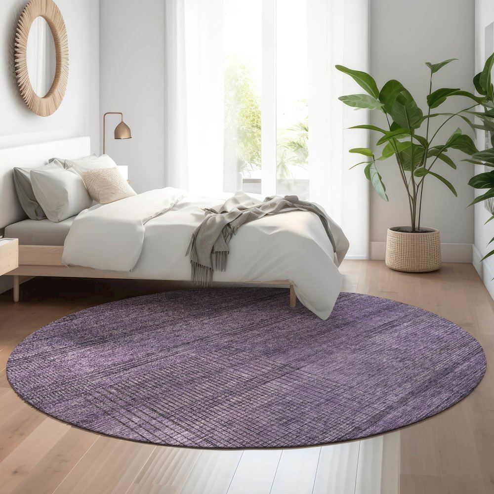 Premium Machine Washable Mayfield AMF820 Plum 8' x 8' Round Rug. Picture 5